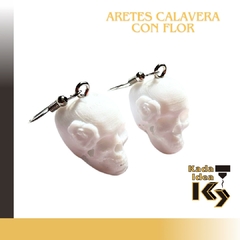 Aretes calavera con flor - comprar en línea