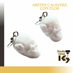 Aretes calavera con flor - Kada Idea
