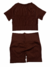 CONJUNTO ACANALADO CORTO MARRON CON CROP - comprar online