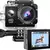 Mini câmera esportiva HD 1080p sem fio com proteção impermeável e tela LCD mostrando gravação de skate