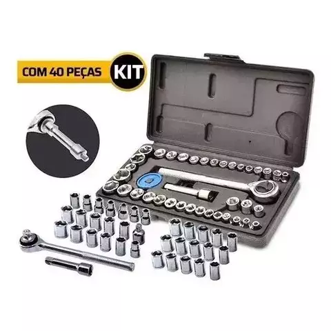 Kit Jogo de Soquete 40 Peças com Chave Catraca Reversível – Versatilidade e Precisão para Seus Reparos!