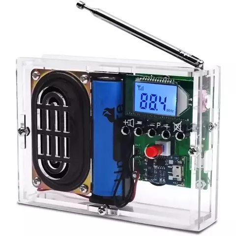 Rádio FM eletrônico Receptor Módulo Kit, DIY Speaker Rádio, Modificação de Frequência, LCDDisplay solda Prática, 76-108MHz