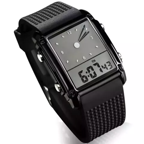 Relógio eletrônico masculino com pulseira ajustável, à prova d'água, luz noturna e design esportivo.