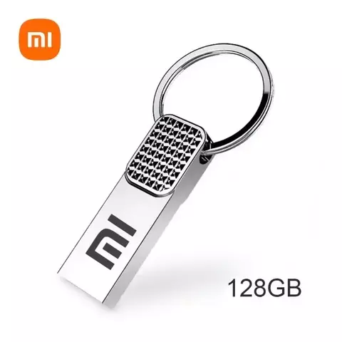 Pen drive Xiaomi original prata com capacidade de 128GB e chaveiro, USB 3.2 Tipo-C