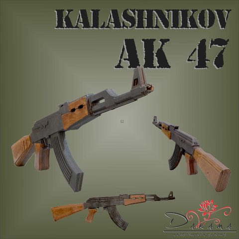 Quebra cabeças 3D AK-47 em MDF 3mm Pintura- Darama