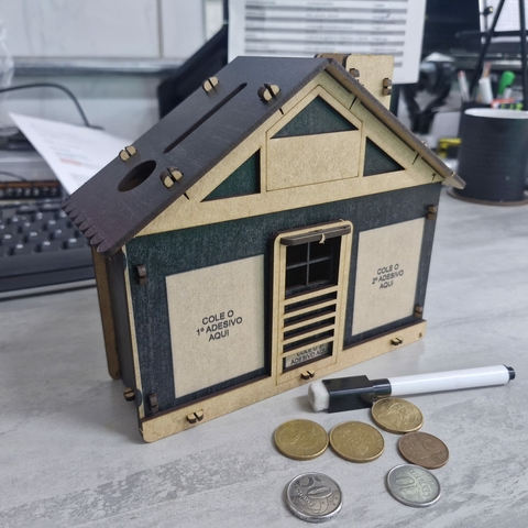 Cofrinho Cofre CASA BANCO Dinheiro Woodbox Japones Poupança P