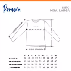 Tabla de Talles de Remeras Niño/a - comprar online