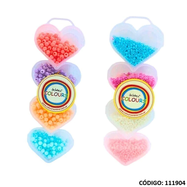 SET BIJOU CORAZONES 4 DIVISIONES ARMAR PULSERITAS