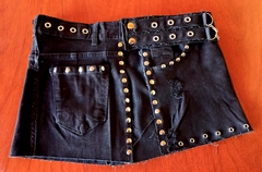 Mini turbo denim upcycling customizada de jean negro - A-mil