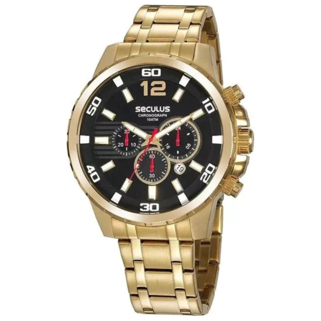 Relógio Masculino Cronógrafo Seculus Dourado 20909gpsvda3