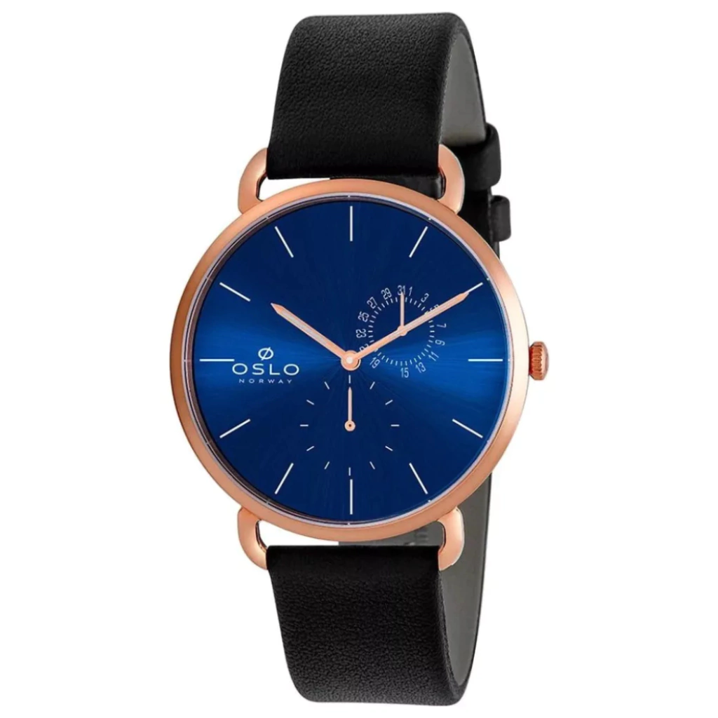 Relógio Oslo Masculino Omrscmvd0001 D1px Cor Da Correia Preto Cor Do Bisel Dourado Cor Do Fundo Azul-marinho