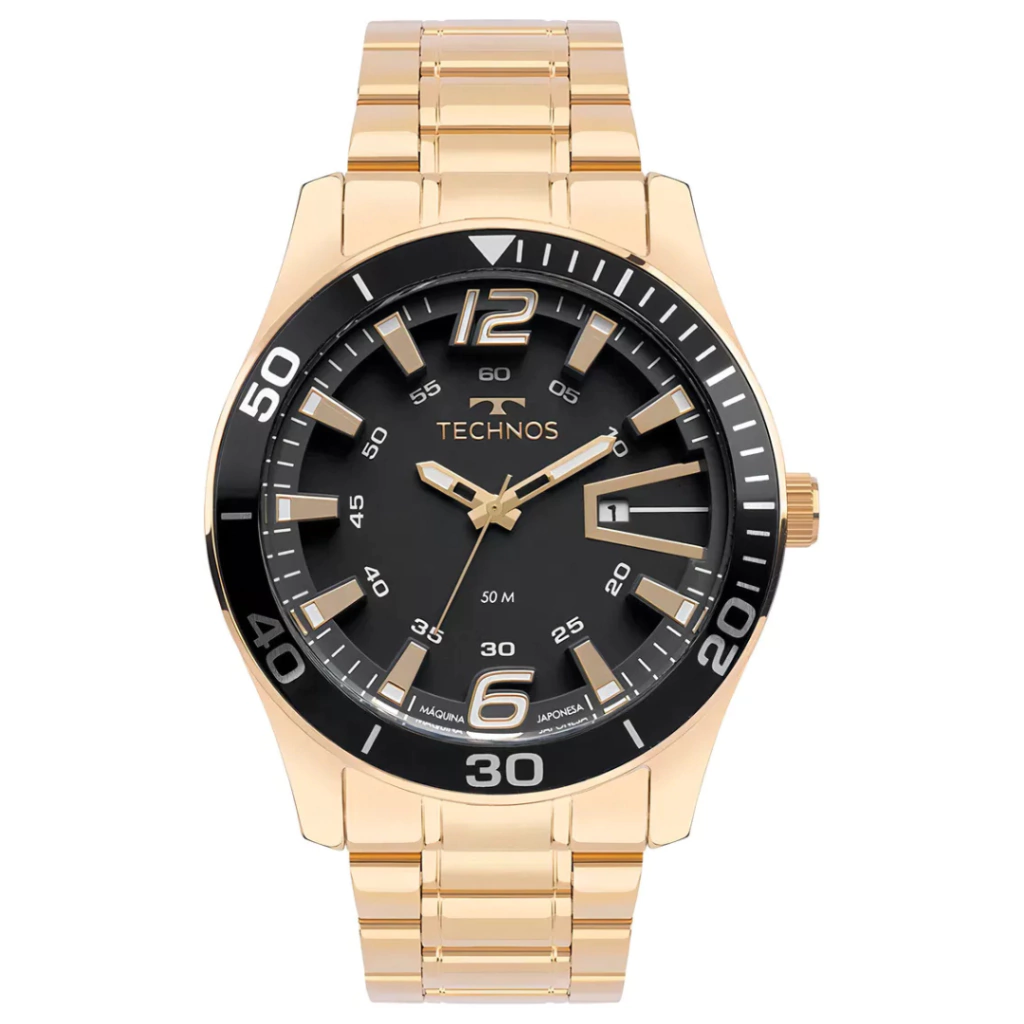 Relógio Technos Masculino Racer Dourado Cor Da Correia Dourado Preto 2115lajs/1p
