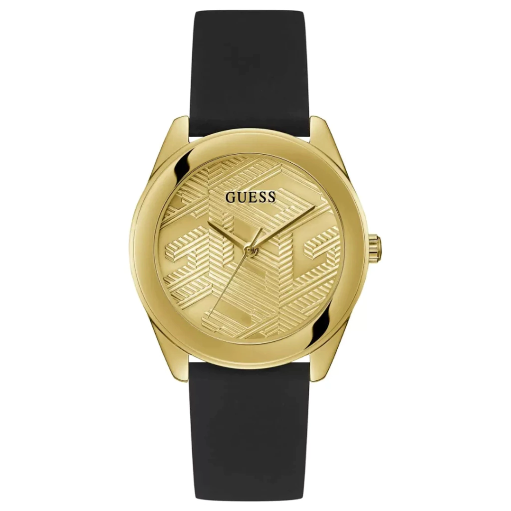 Relógio Feminino Guess Gw0665l1 Dourado Silicone Preto