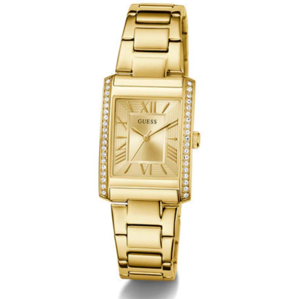 Relógio Guess Feminino Dourado Retangular Numeros Romanos