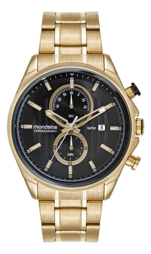Relógio Cronógrafo Masculino Mondaine Dourado - Preto 47mm Dourado Dourado Preto
