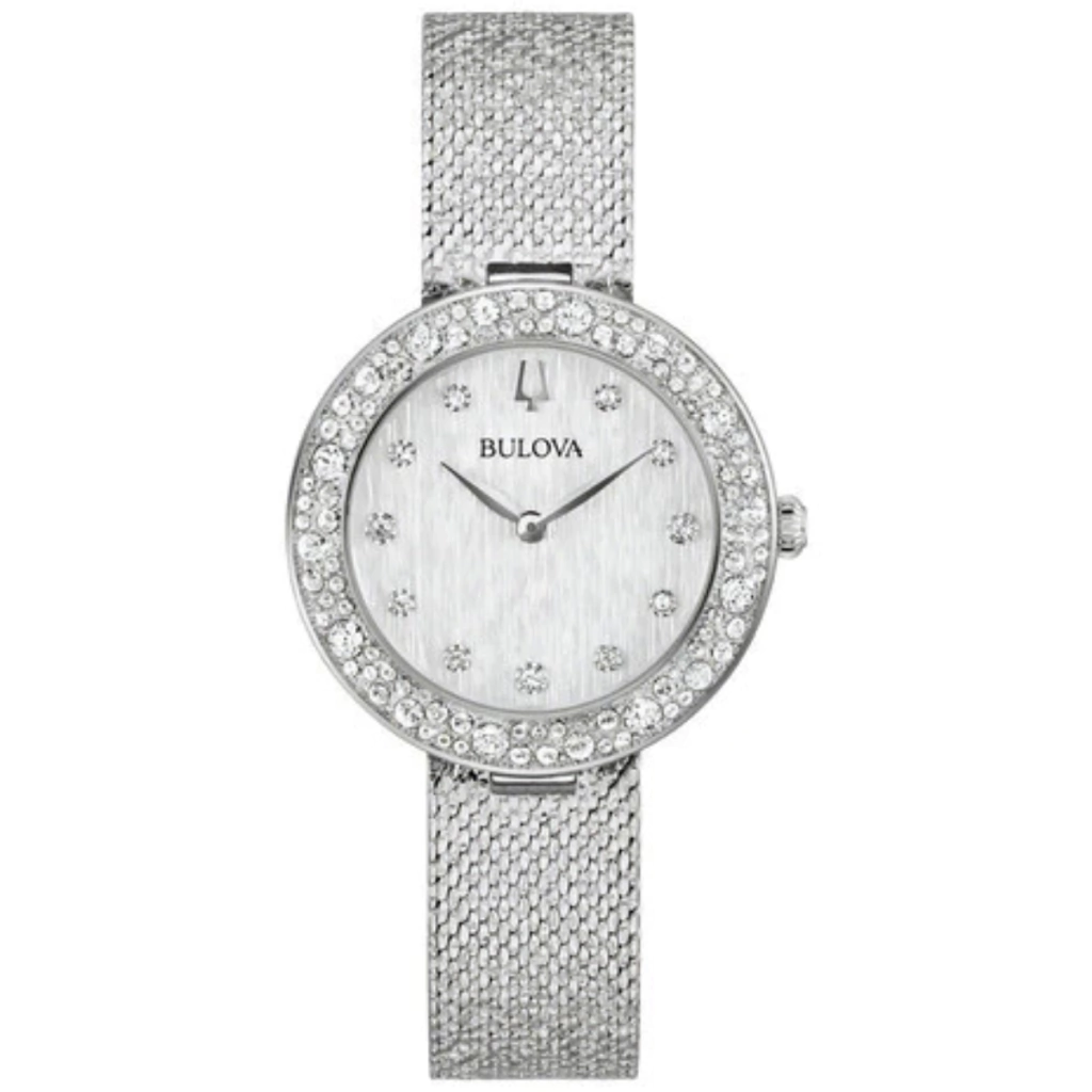 Relógio Bulova 96l329 Feminino Prata Cristais E Diamantes Prateado Prateado Prateado