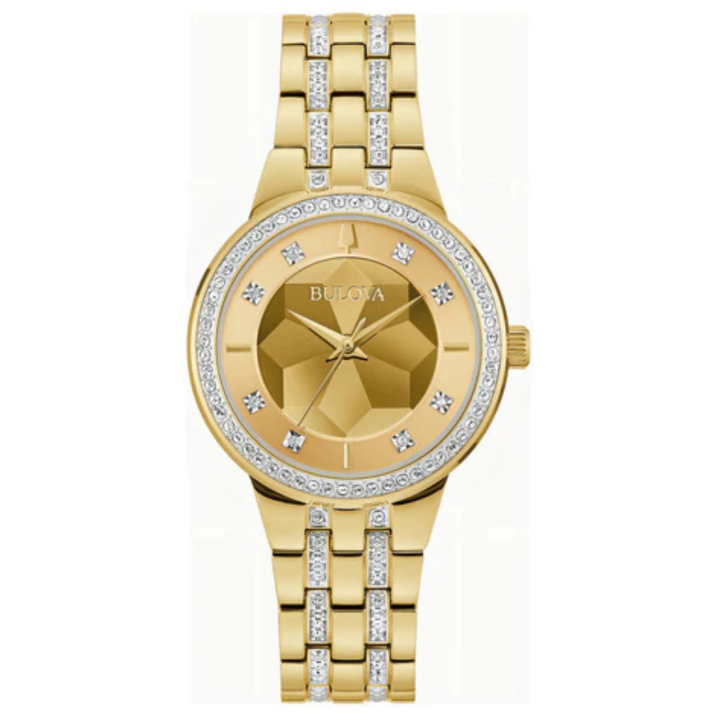 Relógio Feminino Bulova 97l176 Crystal Dourado Dourado Prateado Dourado