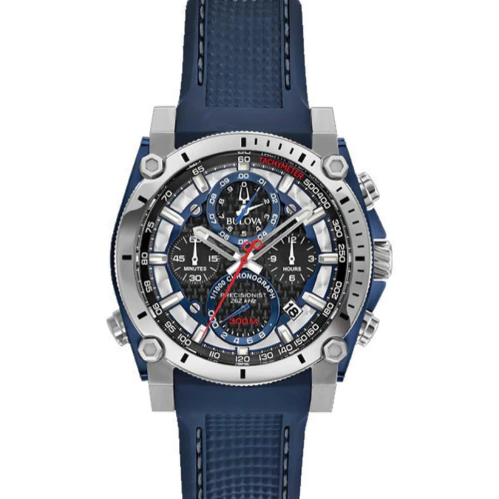 Relógio Bulova Masculino Preciosinist 98b315 Azul Cronografo Azul-escuro Prateado Preto