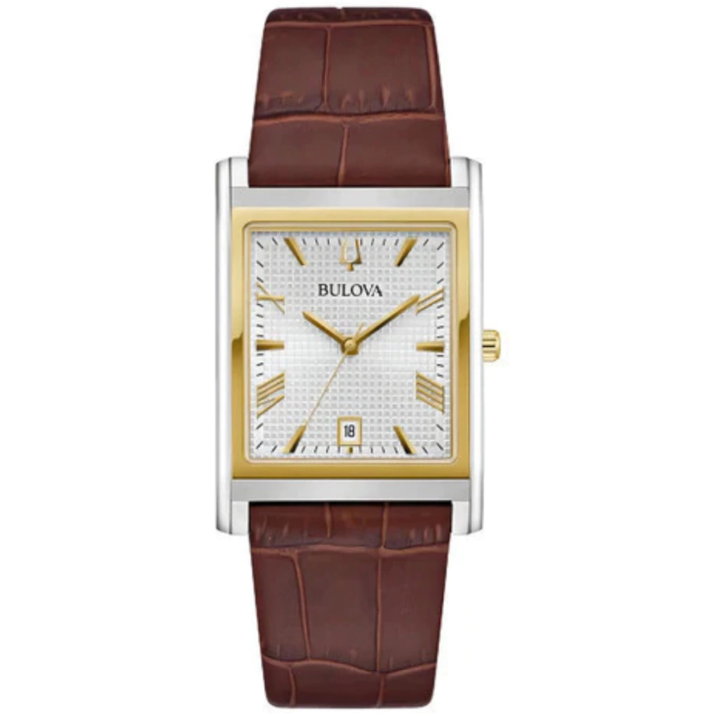 Relógio Bulova 98b430 Masculino Prata Dourado Couro Marrom Marrom Prata Prateado