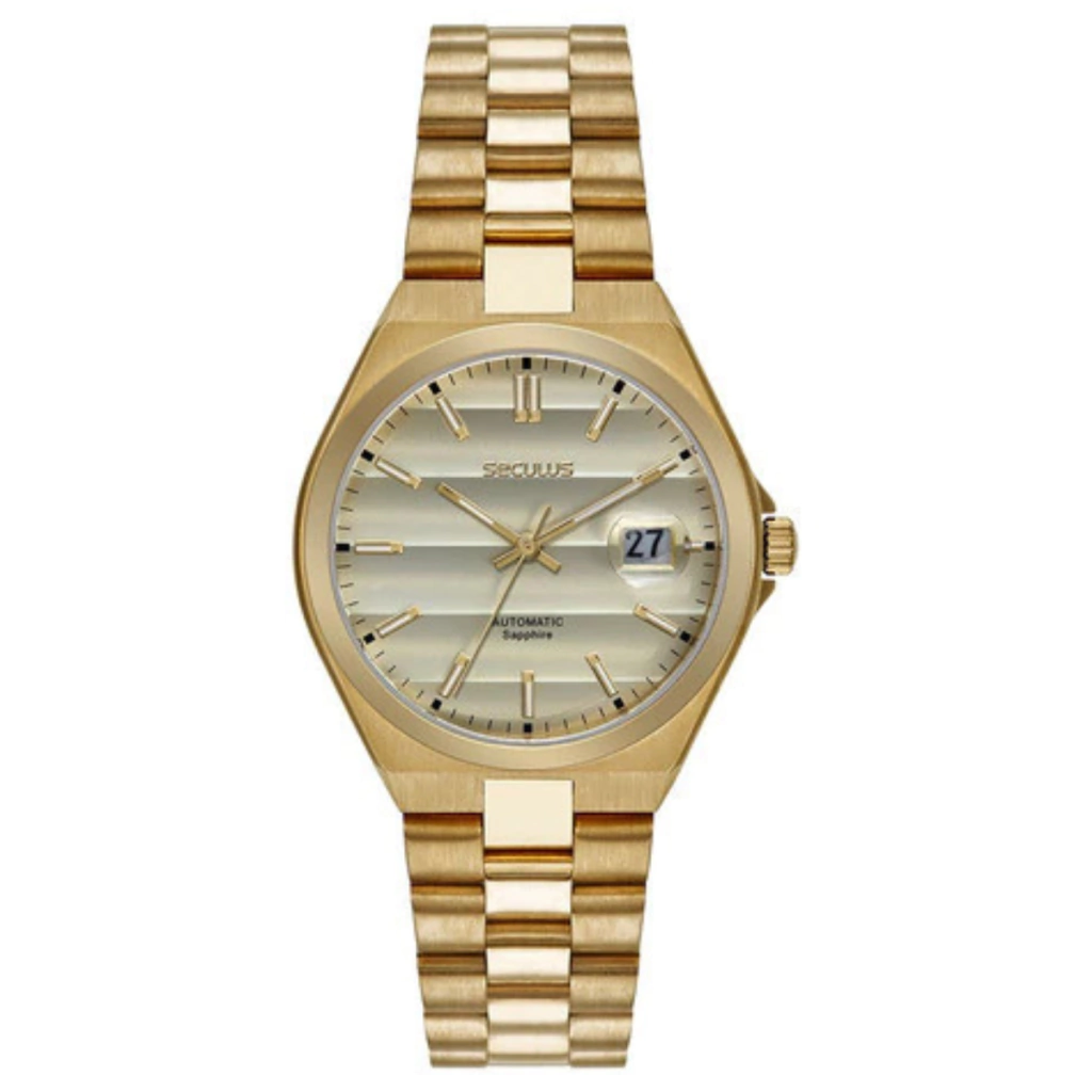 Relógio Seculus Automático 77313g0svna2 Aço Dourado Safira Dourado Dourado Dourado