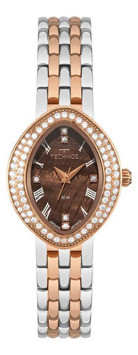 Relógio Technos Feminino Mini Joia Bicolor Prata Rose Marrom Bicolor Marrom Marrom