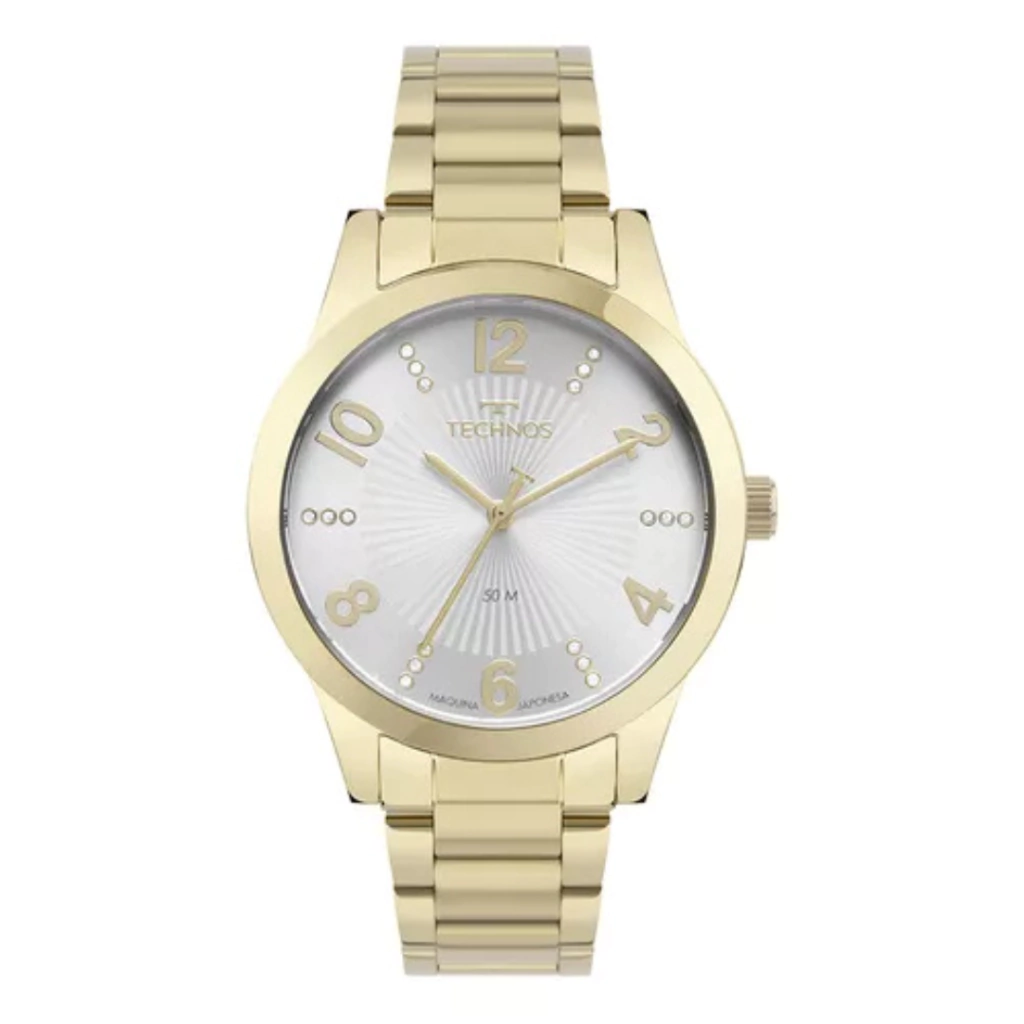 Relógio Technos Masculino Elegance Dourado Com Fundo Branco