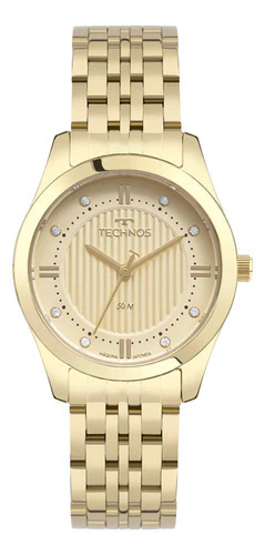 Relógio Technos Feminino Dourado Pedras 2036mta/1d Elegante