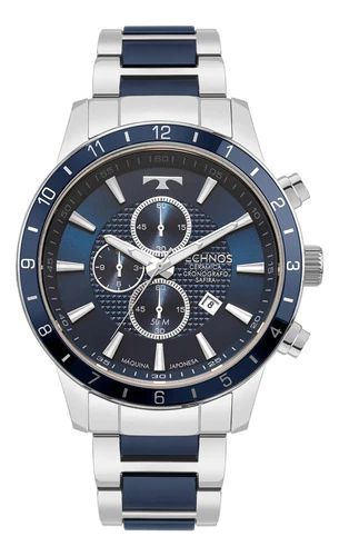 Relógio Technos Carbon Masculino Os1aby/1a Ceramica Safira Azul-escuro Prateado Azul