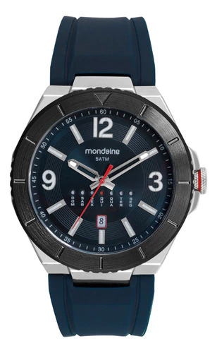 Relógio Esportivo Masculino Mondaine Azul Preto Prata Aço Azul-escuro Preto Azul