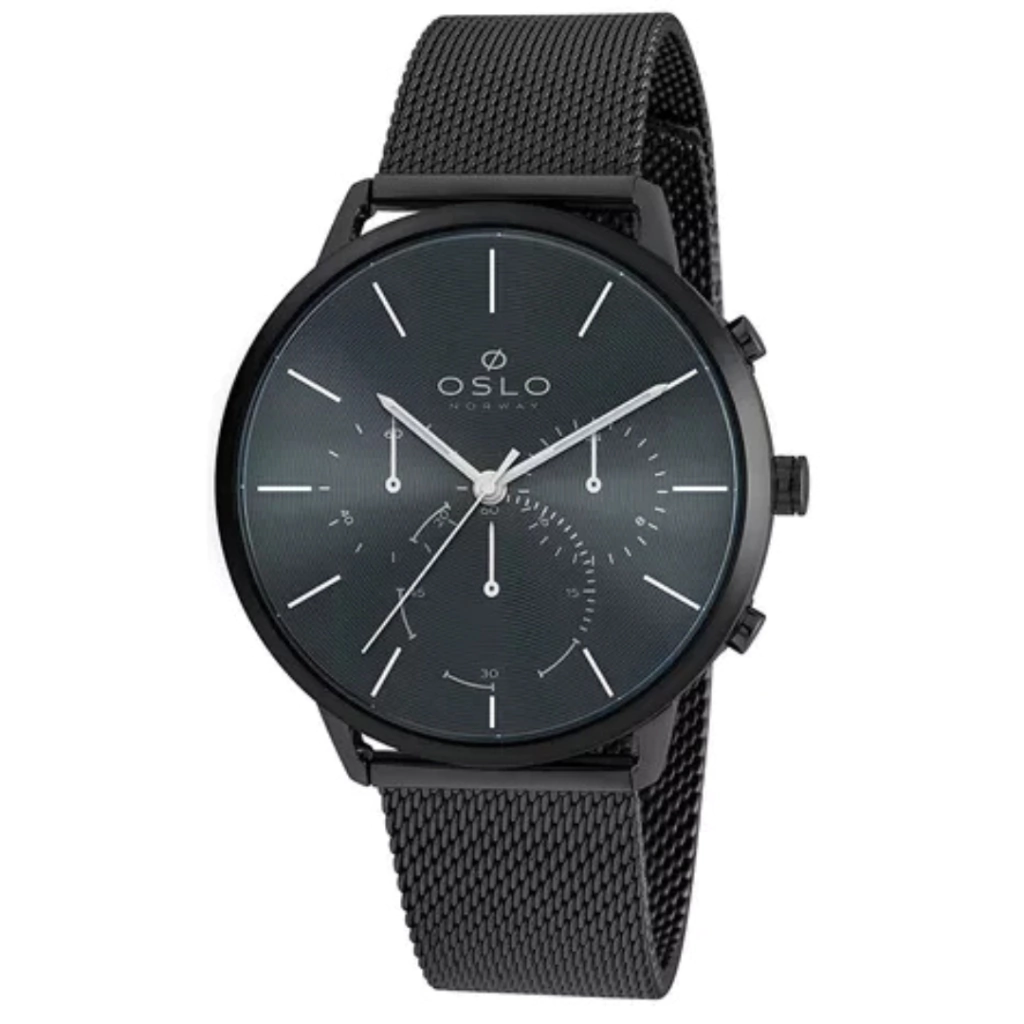 Relógio Oslo Masculino Slim Cronógrafo Ompsscvd0007 P1px Cor Da Correia Preto Cor Do Bisel Preto Cor Do Fundo Preto