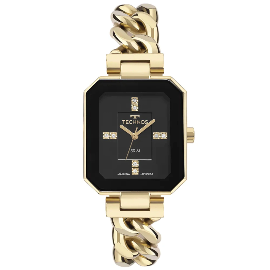 Relógio Feminino Elegante Quadrado Com Pedras 2036mqn/1p