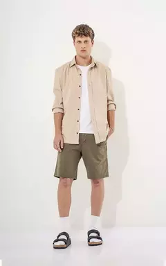CAMISA LINO BADGER BEIGE - tienda online