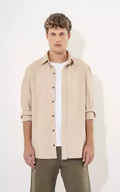 CAMISA LINO BADGER BEIGE