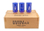 Caja de 24 tubos de pelotas de pádel WinAr Pink, con tres tubos azules visibles sobre la caja de cartón cerrada.