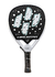 Paleta de pádel Hirostar Alien 12k Tolito Aguirre, diseño moderno en colores negro y blanco, con detalles en celeste y logo Hirostar en el centro.