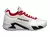 Zapatilla Drop Shot Devil XT blanca con detalles rojos y negros, vista lateral, calzado deportivo para pádel