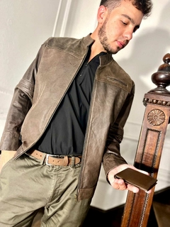 Campera de Cuero Hombre Málaga - Crudo Tienda