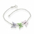 Pulseira De Prata Elo Português Com 3 Borboletas Coloridas 18cm