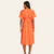 Vestido Maria.Valentina Midi Decote V Com Faixa Laranja na internet