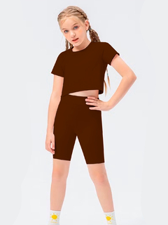 Conjunto Esportivo Infantil Fitness Premium Treino Menina Blusa Triângulo + Shorts - loja online