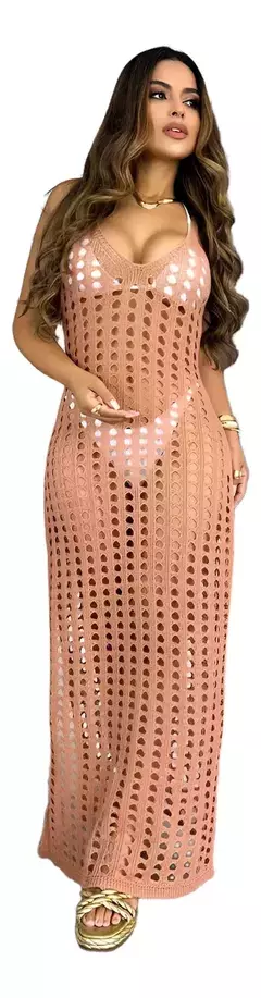 Saída De Praia Vestido Crochê Alongado Cores Verão - comprar online