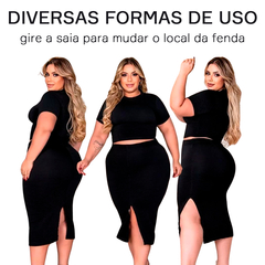 Kit Blusa Regata + Saia Canelada 2 Peças - loja online