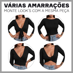Blusa Transpassada Cropped Envelope Canelada Multiuso Slim Vinho