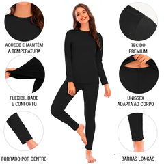 Kit Frio Flanelado Segunda Pele Completo (Blusa + Calça + Gorro + Luva) Feminino na internet