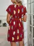 Vestido con cinturón con estampado de pluma de cuello con abertura de ojo - comprar en línea