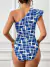 Body con estampado de un hombro ribete con fruncido