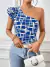 Body con estampado de un hombro ribete con fruncido - comprar en línea