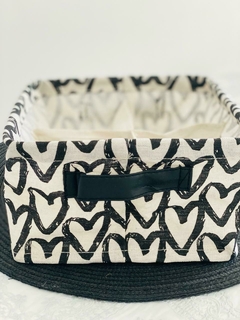 CANASTO "LOVE" DE TELA ESTAMPADA CON DIVISOR en internet