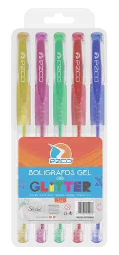 BOLIGRAFO EZCO GLITTER X 5UN