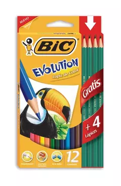 LAPIZ DE COLOR BIC EVOLUTION X 12L.+4LAPICES NEGROS DE REGALO